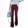 2026 Spring/Summer Women's Solid Color High-Waisted Slim Fit Slight Flare Corduroy Elastic Waist Casual Pants
