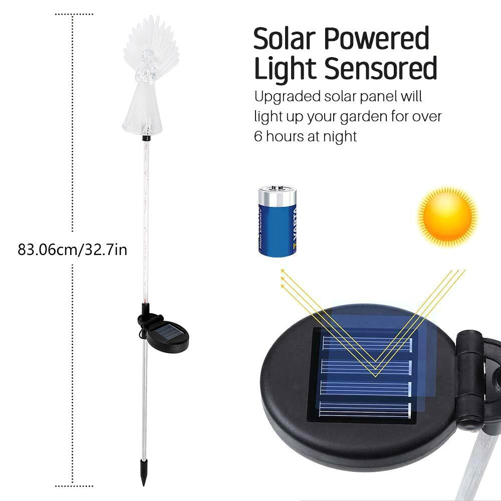 Solar Angel Stake Lights Solar Powered Garden Light Outdoor IP65 waterproof Color Change for Landscape Yard Patio Pathway 2025
