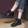 Autumn retro handmade soft leather sewn autumn and winter boots short boots low heel round head short boots rubber short boots