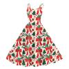 Damen Weihnachtsdruck Off-Shoulder Vintage Kleid für Weihnachtsfeier und Clubwear