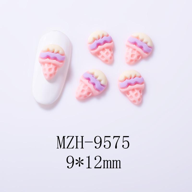 3D Cartoon Nail Accessories: Cute Ice Cream & Donut Resin Designs for Summer