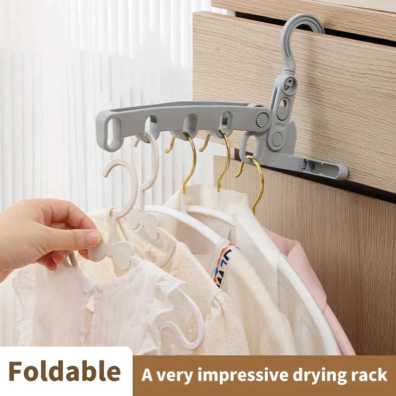 Portable Foldable Travel Hanger Folding Clothes Drying Rack Travel Hangers Hanging Rack with 5 Holes for Hotel Camping Travel