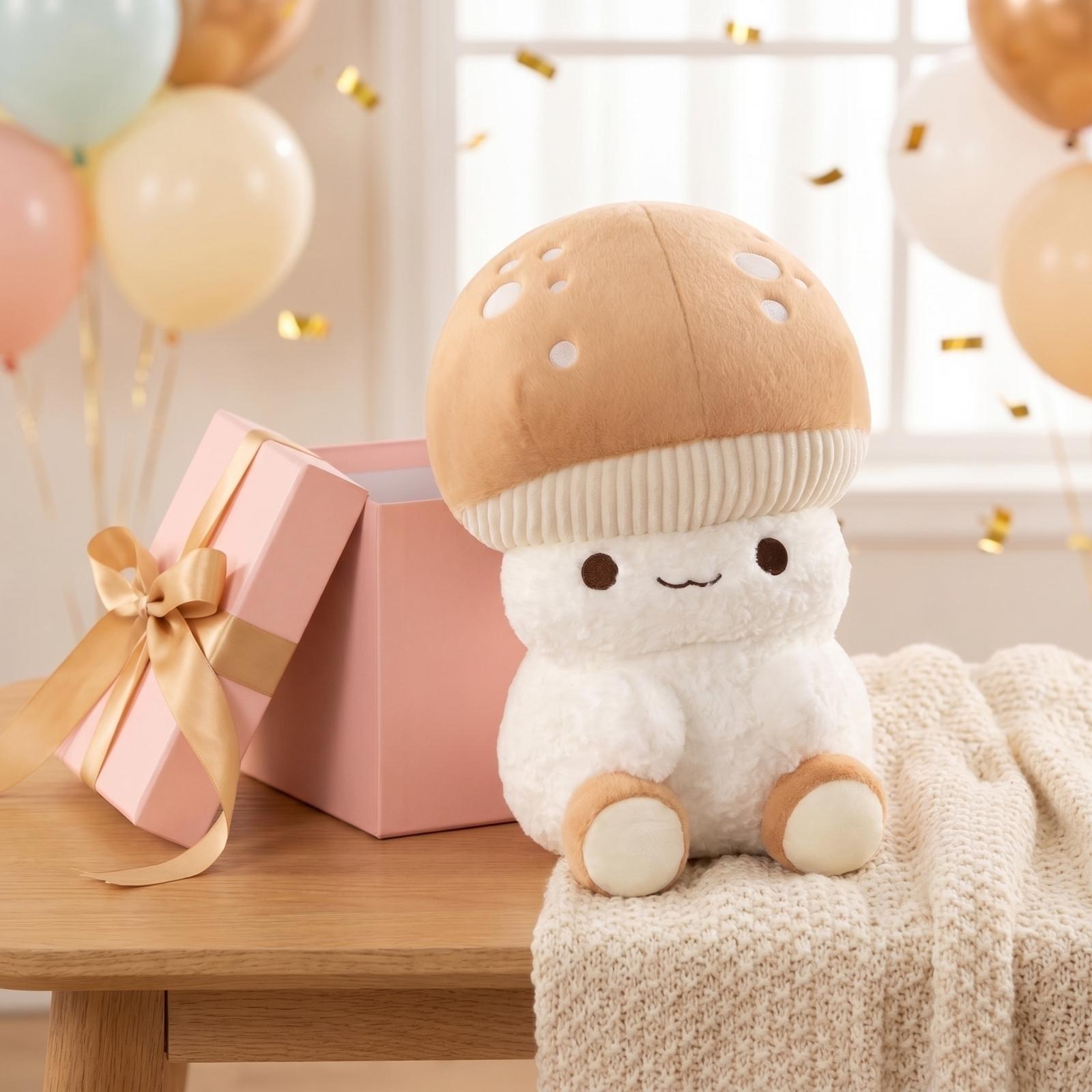 

35cm Plush Mushroom Stuffed Toy Soft Plush Doll Sitting Design for Home Decoration and Play Suitable for Children and Adults Gift One Size