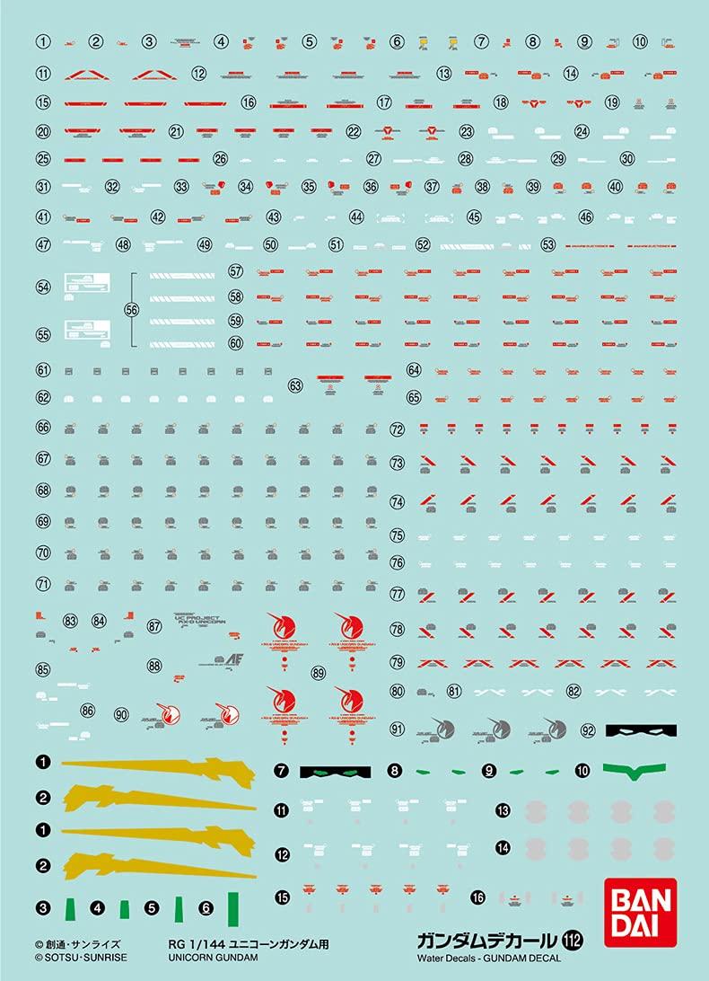 

Гандам Декаль RG Единорог Гандам №112 1/144