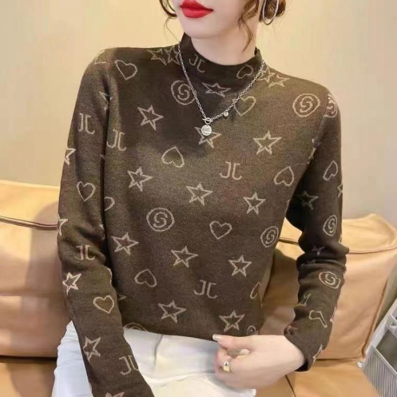 Women's Cashmere Half High Neck T-shirt - 2023 Winter Fleece-lined Warm Slimming Base Layer