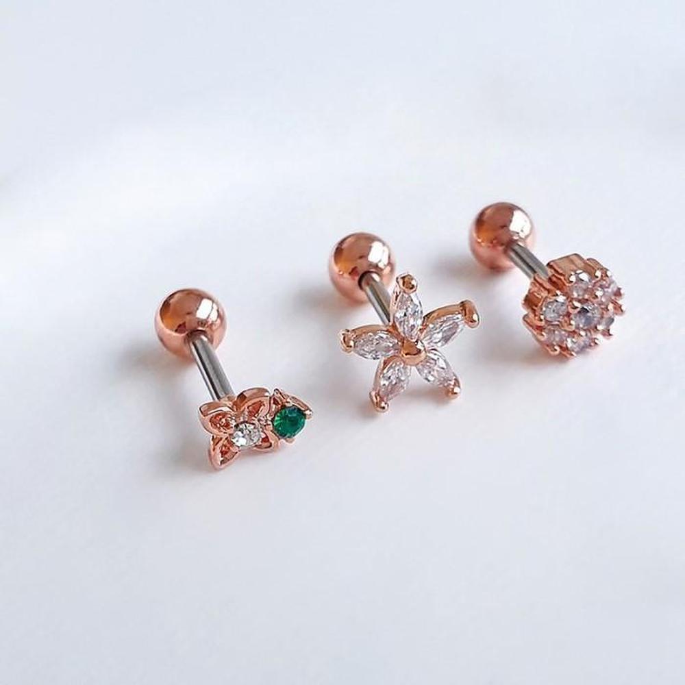 1+1+1 Emerald/Cherry Blossom/Cosmos Piercing 3-Piece Set (S5303559)