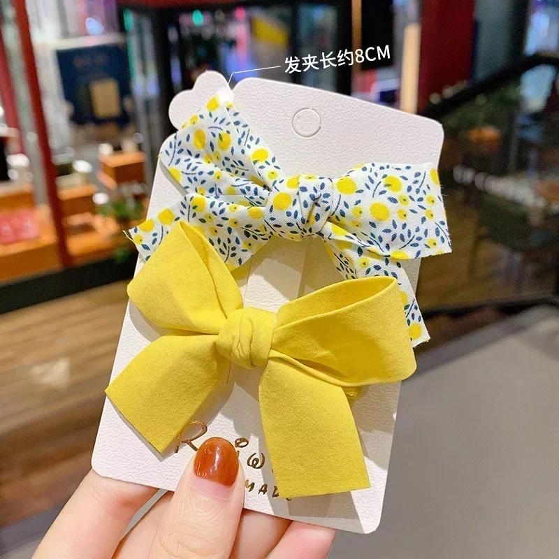 New Headwear Hair Clip Women Hair Accessories Bow Knot Hair Clip for Children s Princess Baby Cute Super Immortal Fabric Floral жёлтый