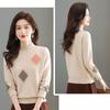 Solid-color Sweater Women's Trendy Casual Long-sleeved Knitted Sweater Loose Half Turtleneck Pullover Autumn and Winter Top