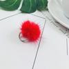 Opening Adjustable Pompom Fur Ball Ring Alloy Ring Cute Fur Ball Mink Hair Finger Ring  Women
