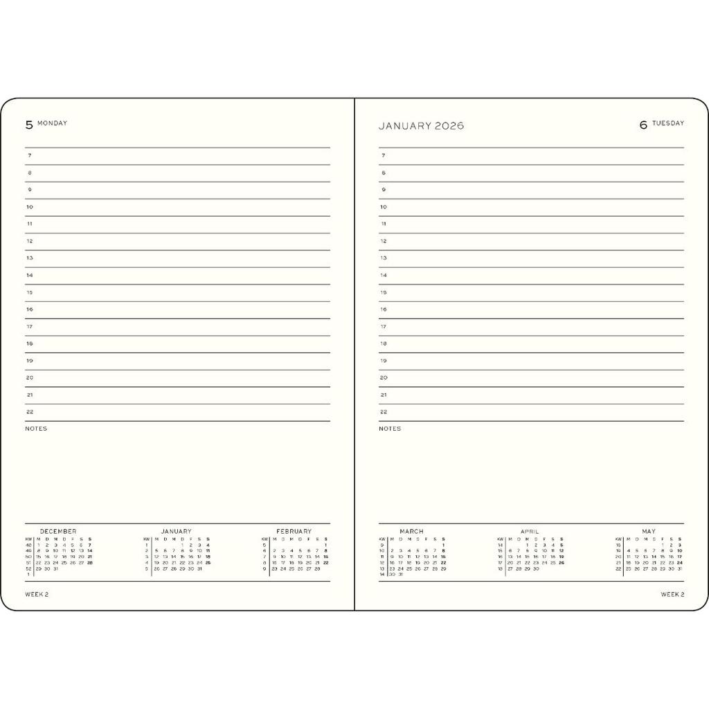 Leuchtturm 2026 January Daily Officially Imported Planner, Start, A5, Ink, 372777,