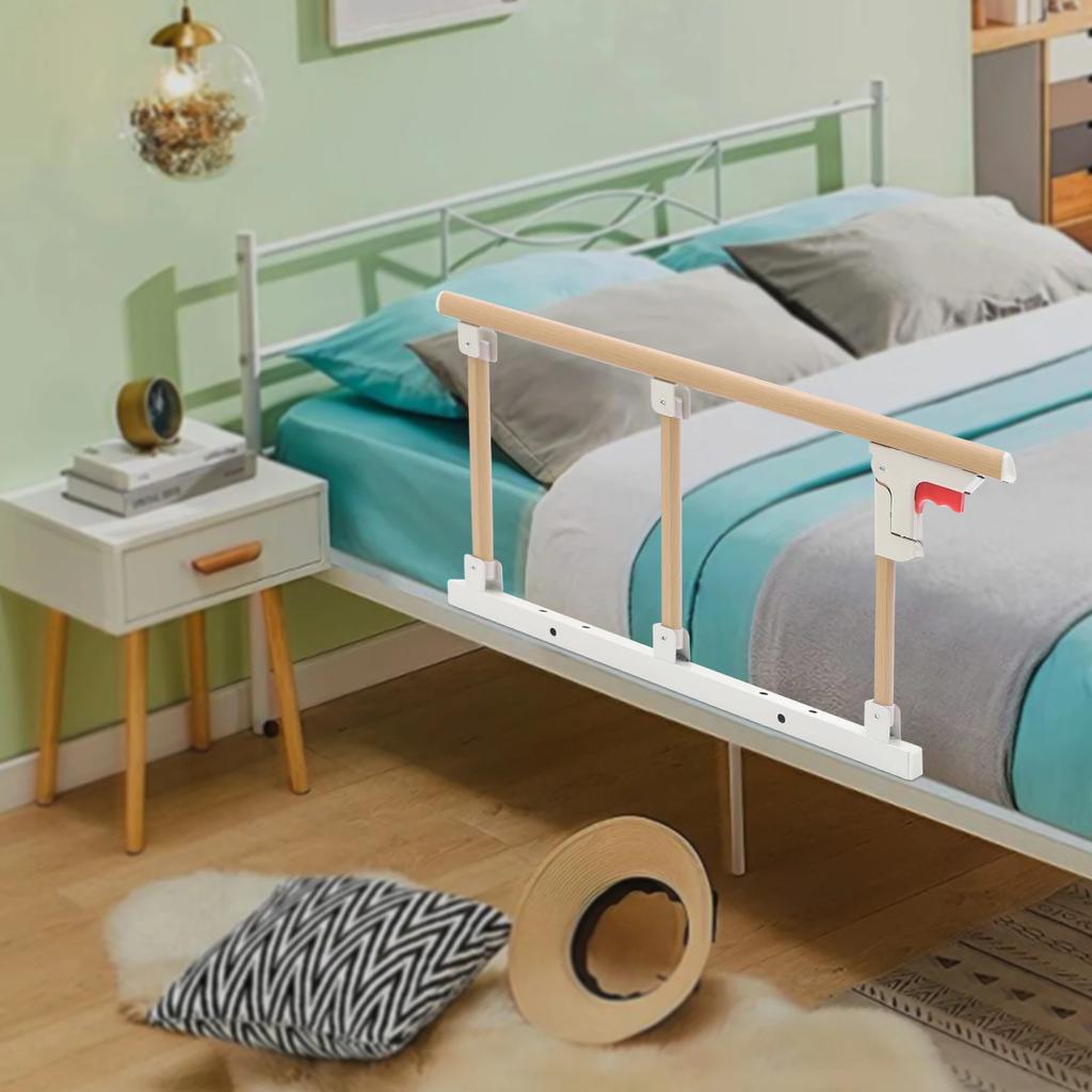 Adjustable 3-Position Non-Slip Bed Rail Supports Up To 300 Lbs,Foldable Aluminum Alloy Safety Bed Guardrail for Adults & Elderly