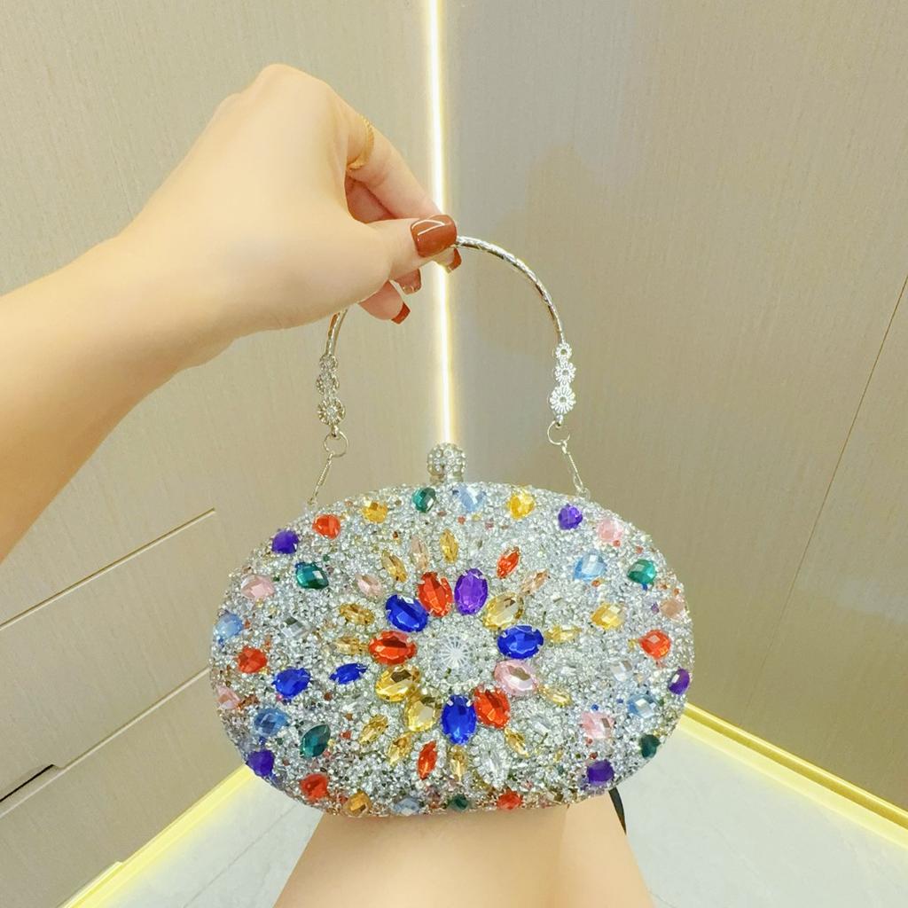 Textured Water Diamond Bag Banquet Clutch Bag Diamond-encrusted Hand-held Dinner Bag Cheongsam Bag