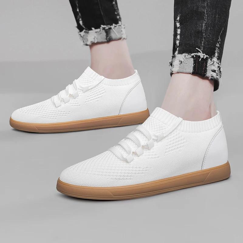 Fashion Breathable Mens Casual Shoes Comfy Outdoor Male Walking Shoes Anti-slip Men Sneakers Thick Bottom Slip On Flats Travel Loafers