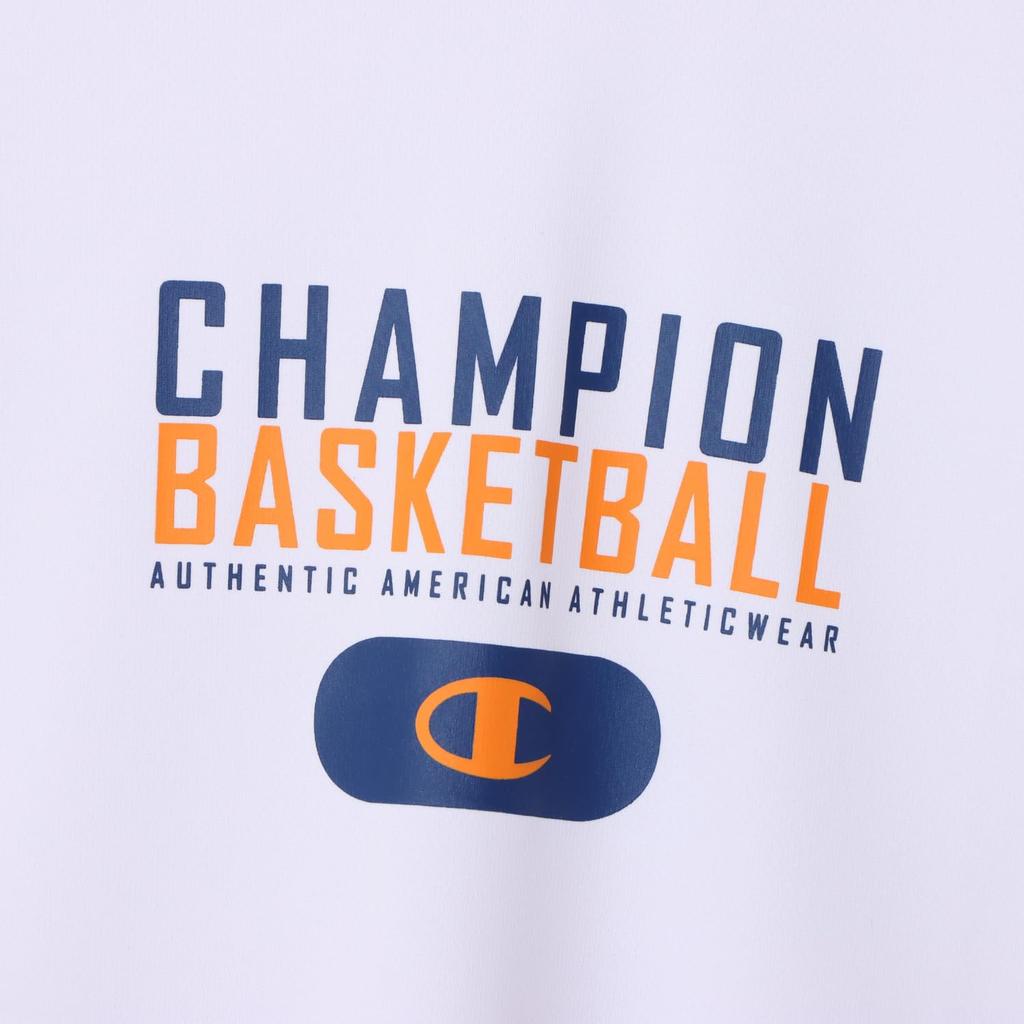 Champion Short Sleeve Shirt for Short Crew Quick Graphic Logo Short Sleeve White Kids, Sleeve, Neck, Antibacterial, Deodorizing, Drying, Print,