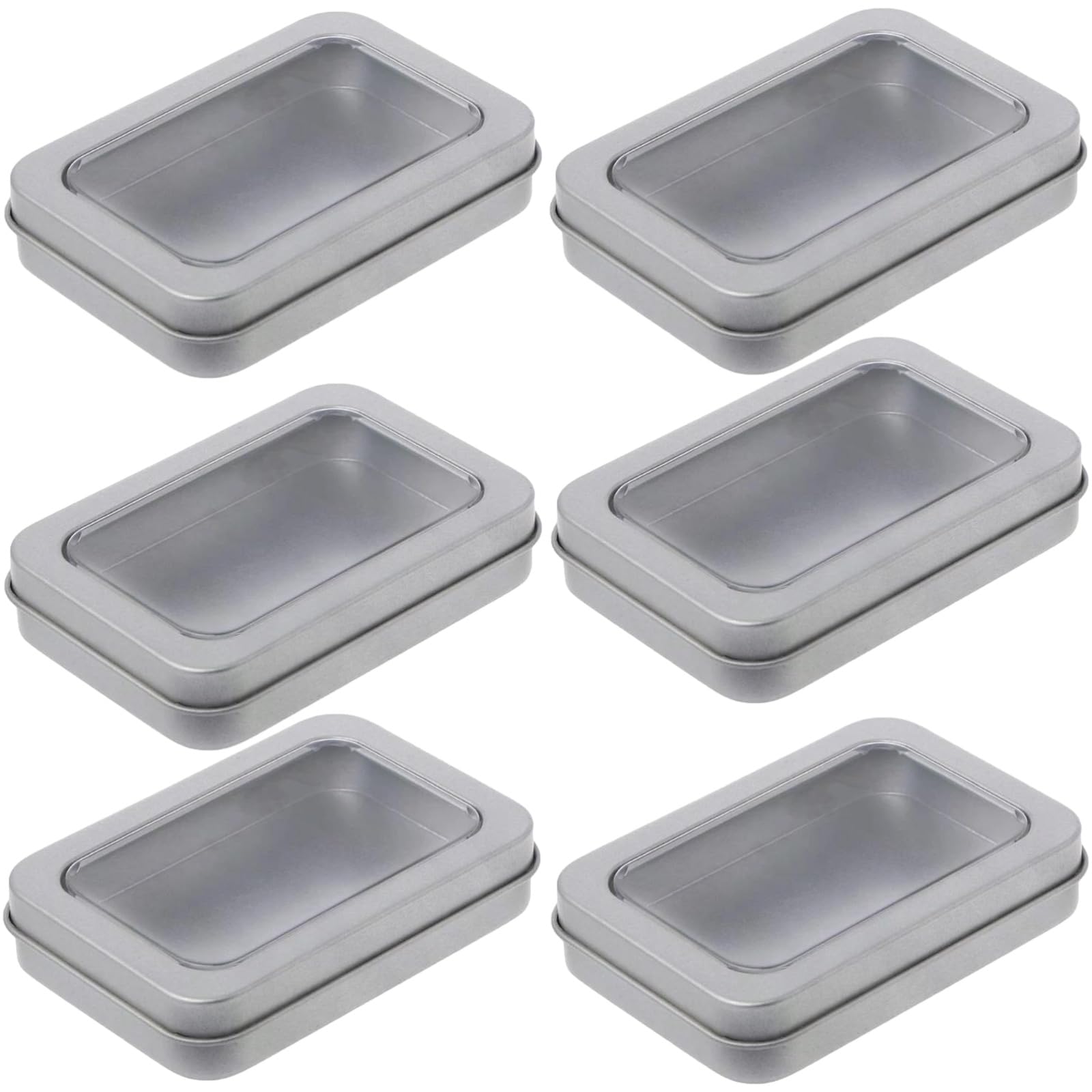 Жестяные банки Rubonari с крышками, набор из 6 штук, жестяные ящики. (Серебряный)