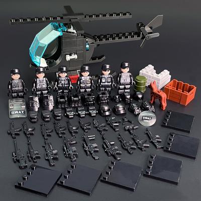 MOC סיירת אוויר לצוות אבני בניין מסוק לוחם שחור SWAT סט ציוד צבאי צעצועים