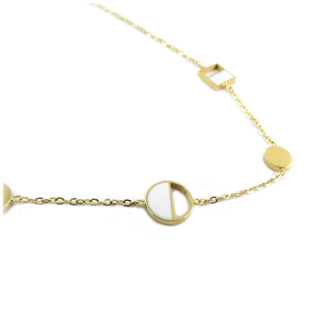 Les Trésors De Lily [P7815] - White Gold 'Boho' Steel Ankle Chain - 25.5 Cm - 6 and 8 Mm