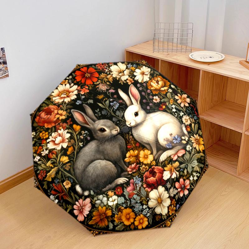 1 PC Automatic Folding Umbrella - Flowers and Animals Pattern, Portable & Foldable Design with 8 Ribs, Christmas Birthday Gifts