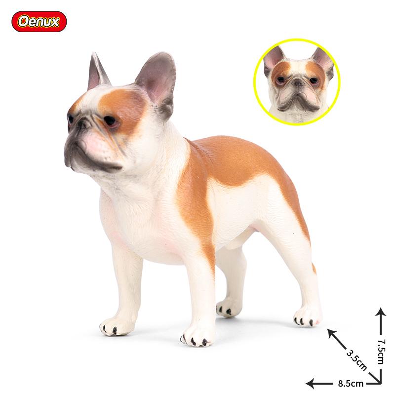 Oenux Lovely French Bulldog Animals Cute Puppy Sleep Lazy Dog Action Figures Model Figurine PVC Home Decoration Education Toy