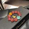 Women's Large Strawberry Quartz Multi-Gem Five Elements Crystal Bracelet - Light Luxury, Unique Beaded Design