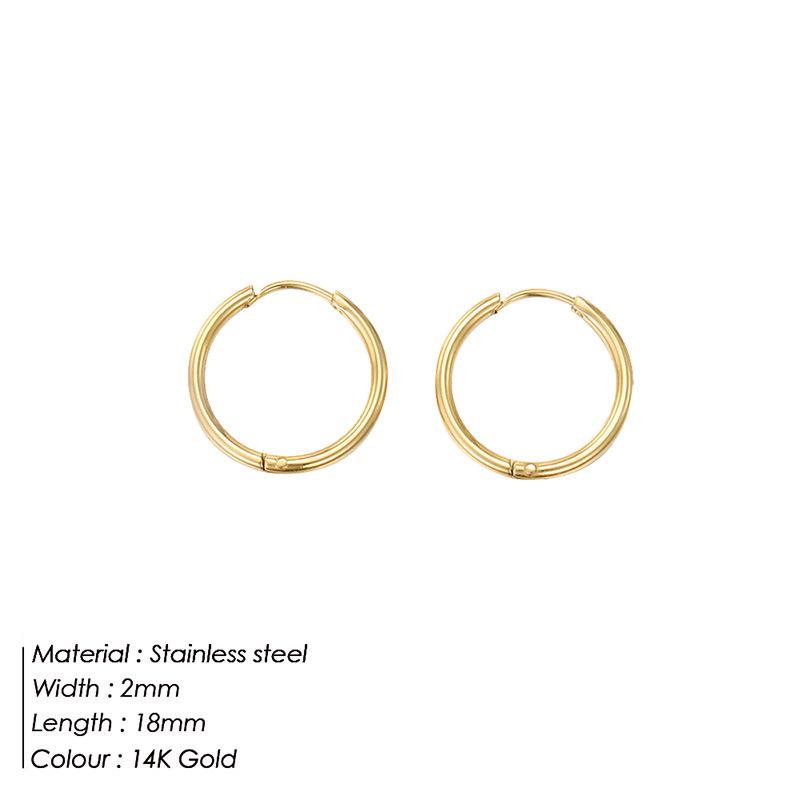 Pendientes de Aro de Acero Inoxidable Chapados en Oro de 14K - Superficie Lisa, Conservan el Color, Diseño Sencillo