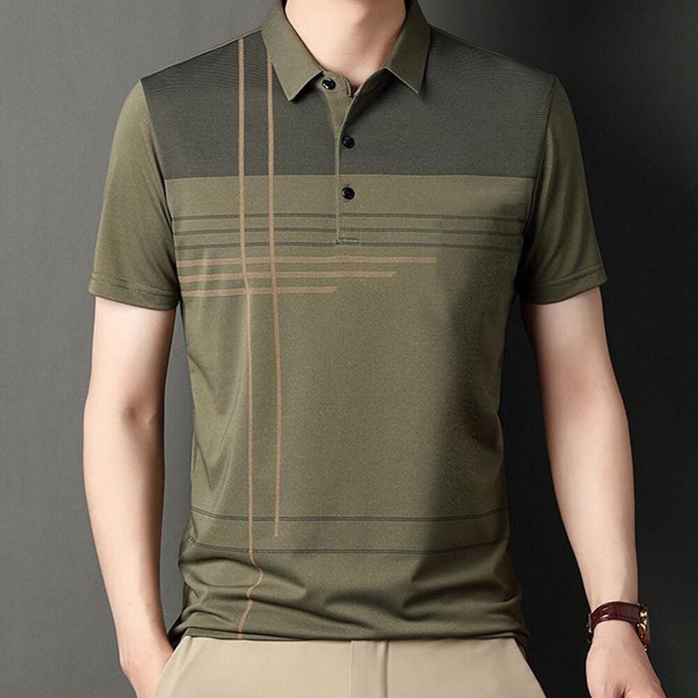 Men's Striped Polo Shirt Summer Casual Polo Shirt Business Polo Shirt Men's Short Sleeve Polo Shirt