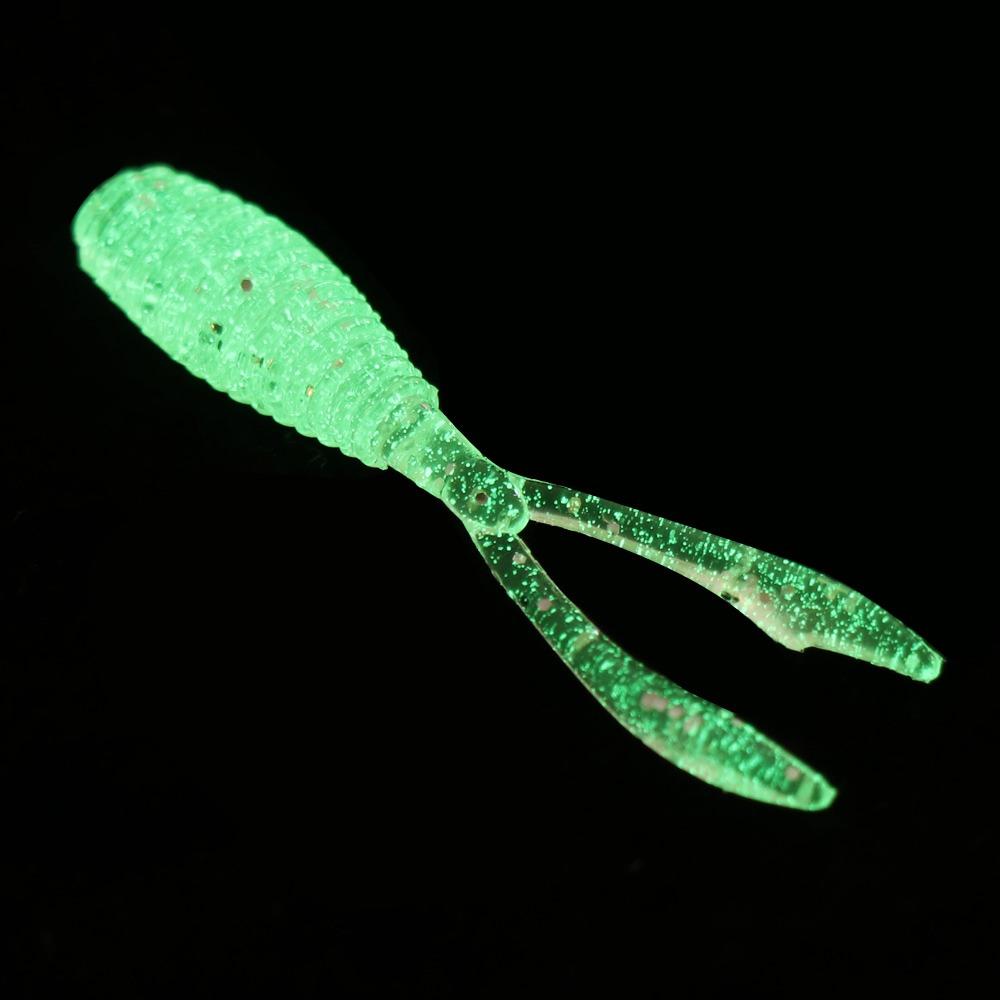 10pcs 36mm 0.3g Soft Fishing Lure Twin Tail Silicone Artificial Bait Wobbler Worm Lures Fluorescent Fishing Tackle for Ocean Sea