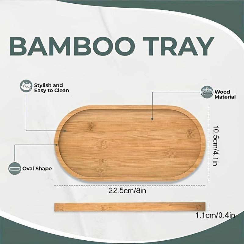 JJTZ Bamboo Oval Tray Taca do przechowywania w toalecie, organizery na blaty w salonie na drobne rzeczy