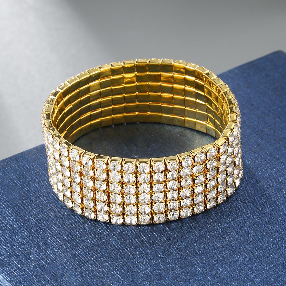 Hot Stretch Bracelet Fashionable Full Diamond Single Row Bracelet Bride Diamond Set Multi Row Diamond Flash Diamond Chain