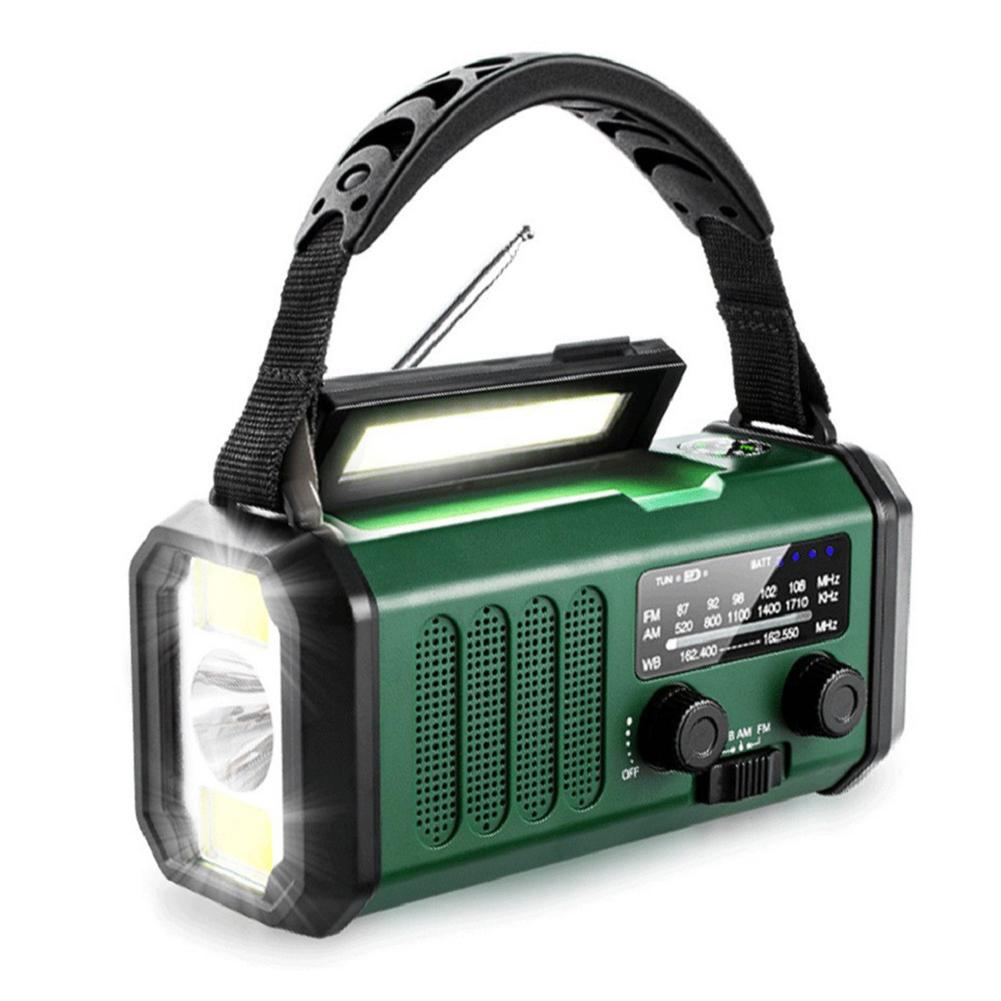 

Hand Crank Emergency Radio with Flashlight Reading Lamp SOS Alarm Portable Weather Radio AM/FM Survival Radio for Emergency/Home US Version зелений