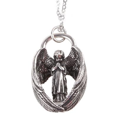 Pray Wing Angel Pendant Necklace Copper Blessed Mary Chains Christ Religious Pray Good Luck Unisex Jewelry