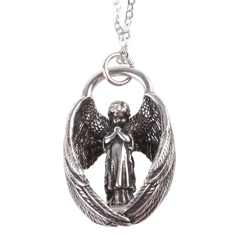 

Pray Wing Angel Pendant Necklace Copper Blessed Mary Chains Christ Religious Pray Good Luck Unisex Jewelry 1