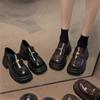 British style platform loafers women's 2025 spring and autumn new commuter retro high-end black versatile small leather shoes