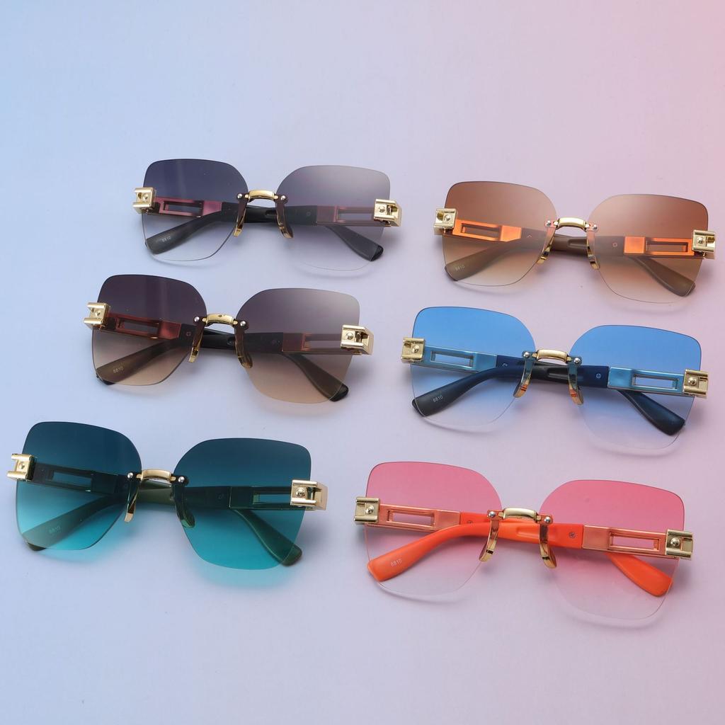 Frameless Diamond Trimmed Square Sunglasses Sunglasses Ladies Fashion Commuter Sunglasses