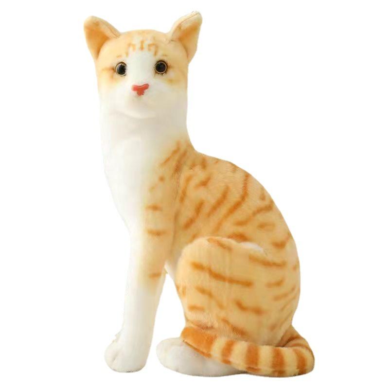 Yuzu Sweet Plush Cat Doll Realistic Grey And White Kitty Toy
