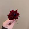 Temperament: Water Diamond, Red Rose, Pan Hairpin, Women's Simple New Hairpin,Elegant Ancient Style Hair Accessories