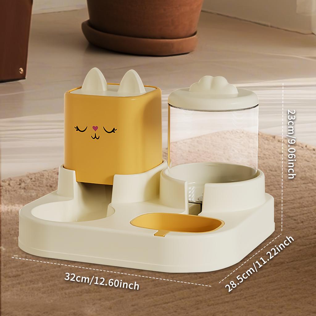 1SET Automatic Intelligent Feeding Integrated Pet Feeder, with Wet and Dry Food Separation Function and Automatic Water Supply System.