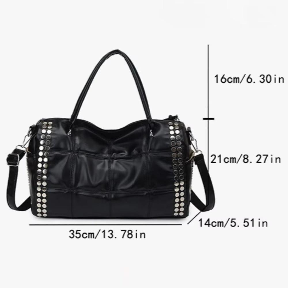 Large Capacity Rivet Tote Bag Detachable Shoulder Strap Y2K Style Fashion Rivet Handbag Quilted Design Women Shoulder Bag