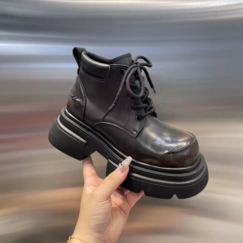 Fashion Women's Designer Punk Motorcycle Boots 2024 Autumn Winter Fashion Side Zipper Ankle Boots Woman Platform Shoes Bota De Vaqueiro