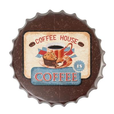 Metal Bottle Caps Wall Sign Plates - 14X14 Inches – Coffhous | Metal Wall Hanging Bottle Cap for Home, Farmhouse, Bar & Cafe Decoration