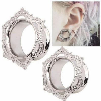 Twinkle Trinket 1 pezzo unisex fiore di loto plug per orecchie doppio flare calibro espansore piercing ornamenti