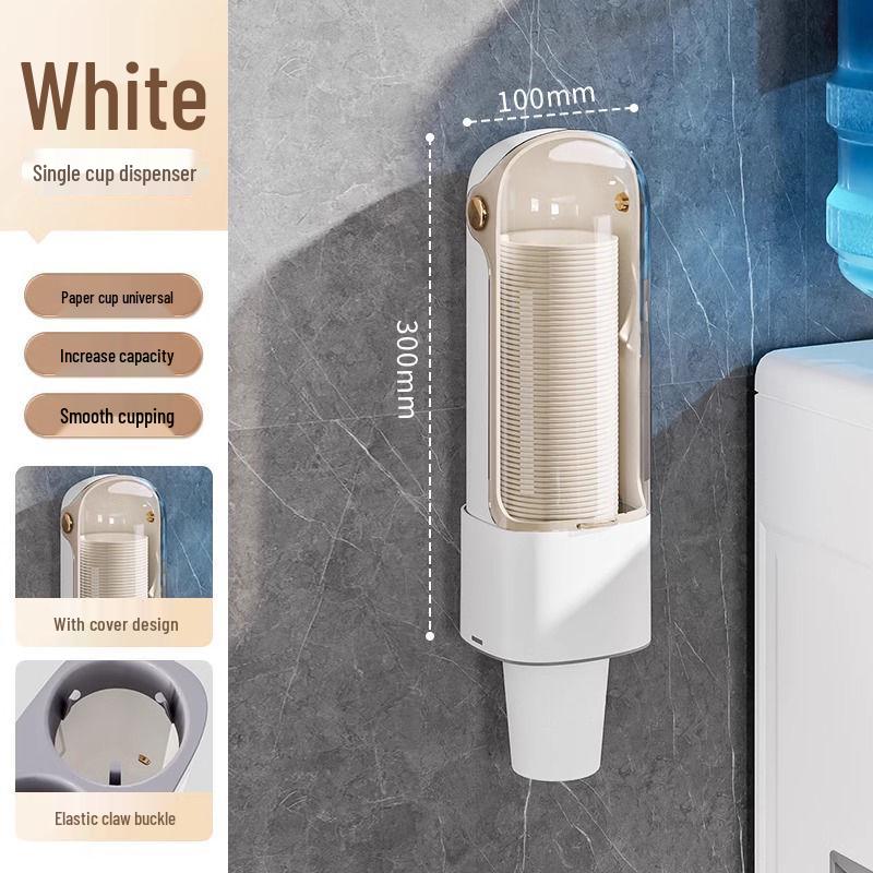 

Wall-Mounted Dustproof Paper Cup Dispenser - Punch-Free Cup Storage Rack