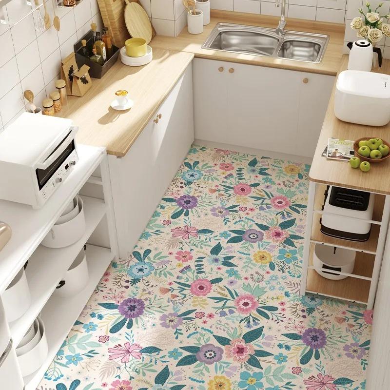 

Kitchen Oversized Carpet Cartoon PVC Carpets Colorful Geometric Foot Mat Floral Floor Mats Waterproof Mat Super Anti-slip Rug IG 1pc 50x80cm