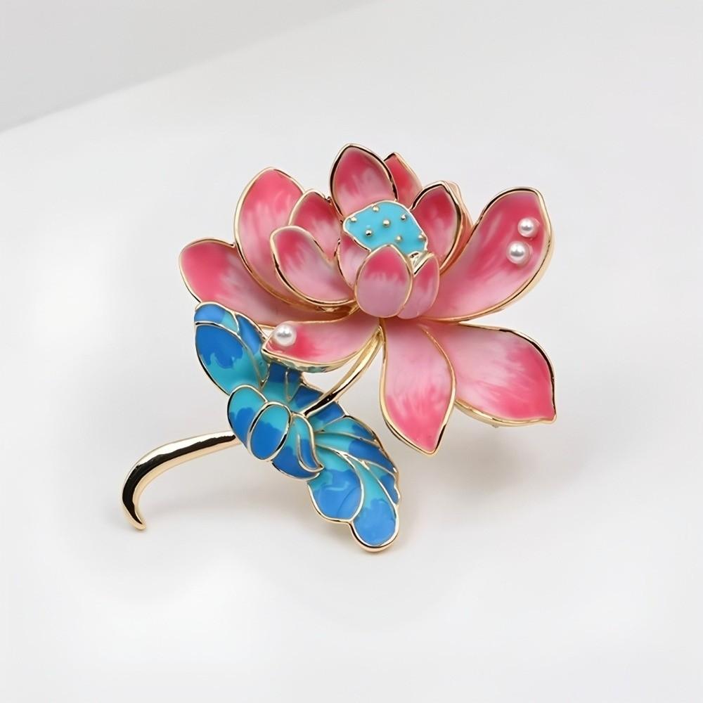 Elegant Flower Enamel Brooches Vintage Lapel Pin New Lotus Brooch for Women  Cloth Accessories
