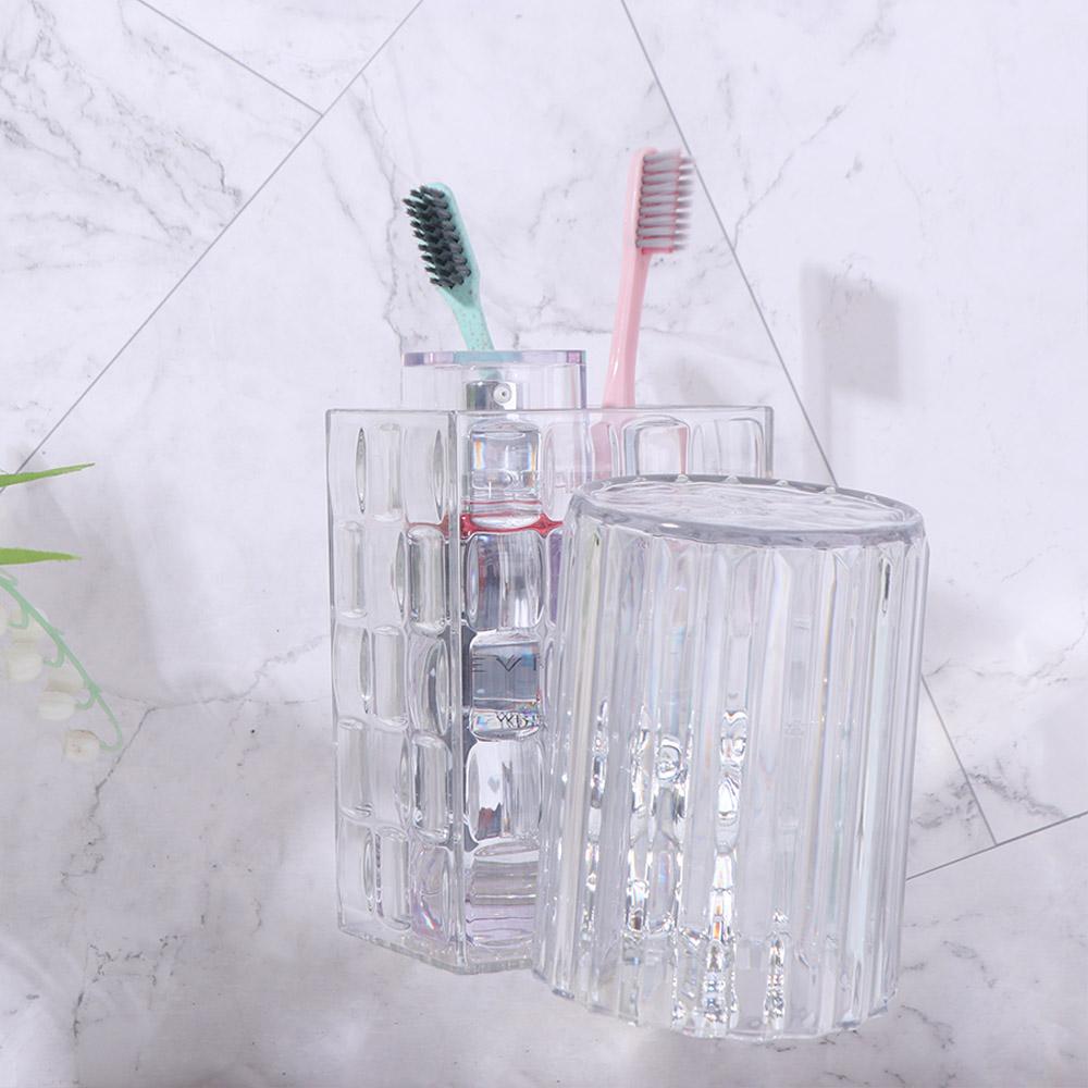 

Dustproof Mouthwash Cup Storage Rack Plastic Toothbrush Cup Holder Mouthwash Cup Set for Home сірий
