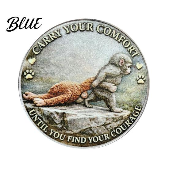 Comfort Reminder Coin Emotional Support Monkey Inspirational Challenge with "One Day at A Time Unique Gift You Are Not Alone" Double‑Sided