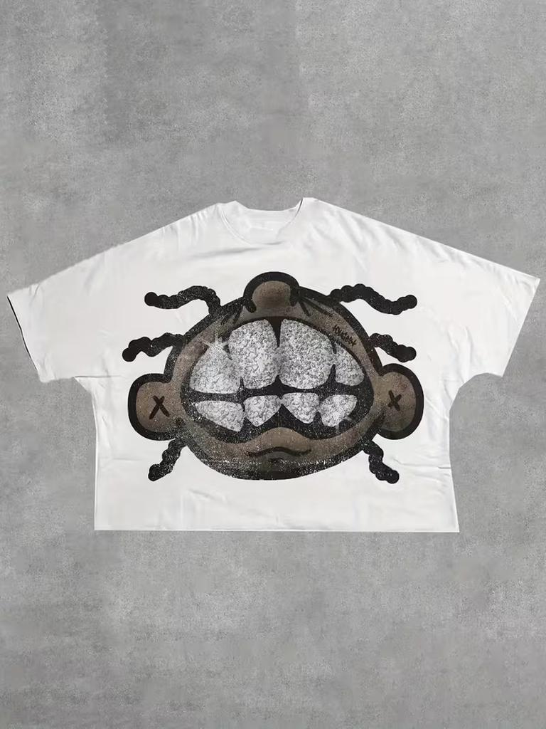 Summer 2026 New Arrivals Fun GraffitiPrint TShirts Loose Fit Crew Neck 90sInspired Cropped Tops Y2k Trash Style