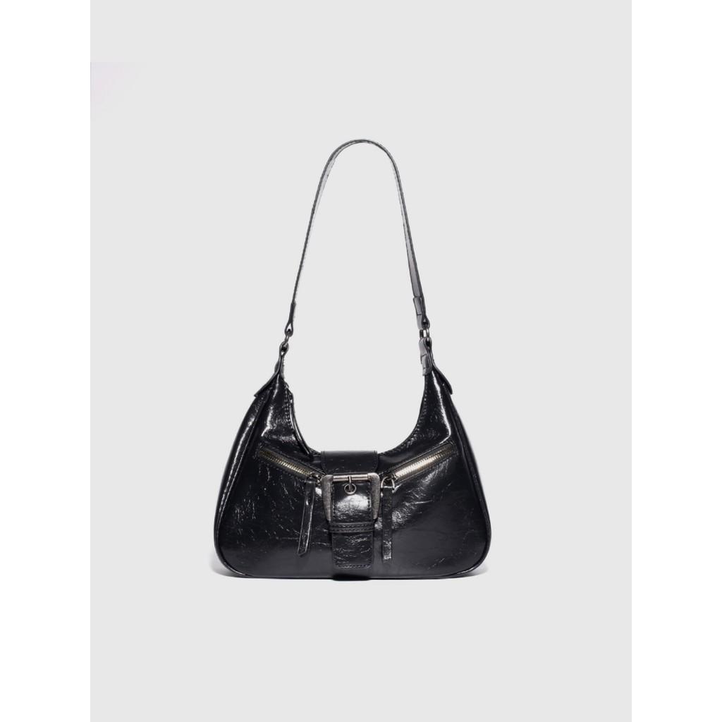 IELGY Ladies One-Shoulder Underarm Bag Retro Motorcycle Cross-Body Crescent Bag