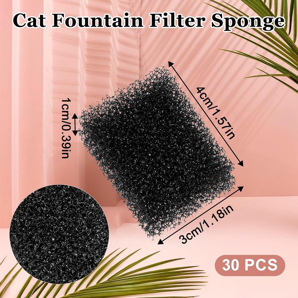 30 PCS Replaced Foam Filters, Pet Fountain Replacement Filters Cat Water Fountain Filters Foam Filters for Eversweet 3 Pro/Solo 2/Solo SE Compatible