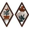 3 Pcs Boho Minimalist Wall Art Geometric Plants Hollow Out Wall Hanging Decor Farmhouse Abstract Bohemian Wood Poster for Living Room Bedroom Entrance